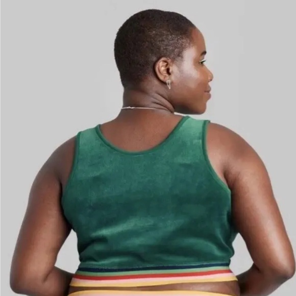 Green velour wild fable Womens cropped tank top plus size 4X new sleeveless - Picture 3 of 5
